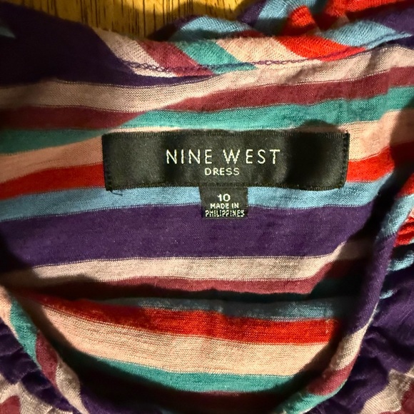 Retro Multi-colored Nine West Mini Dress Size 10 - Picture 2 of 5